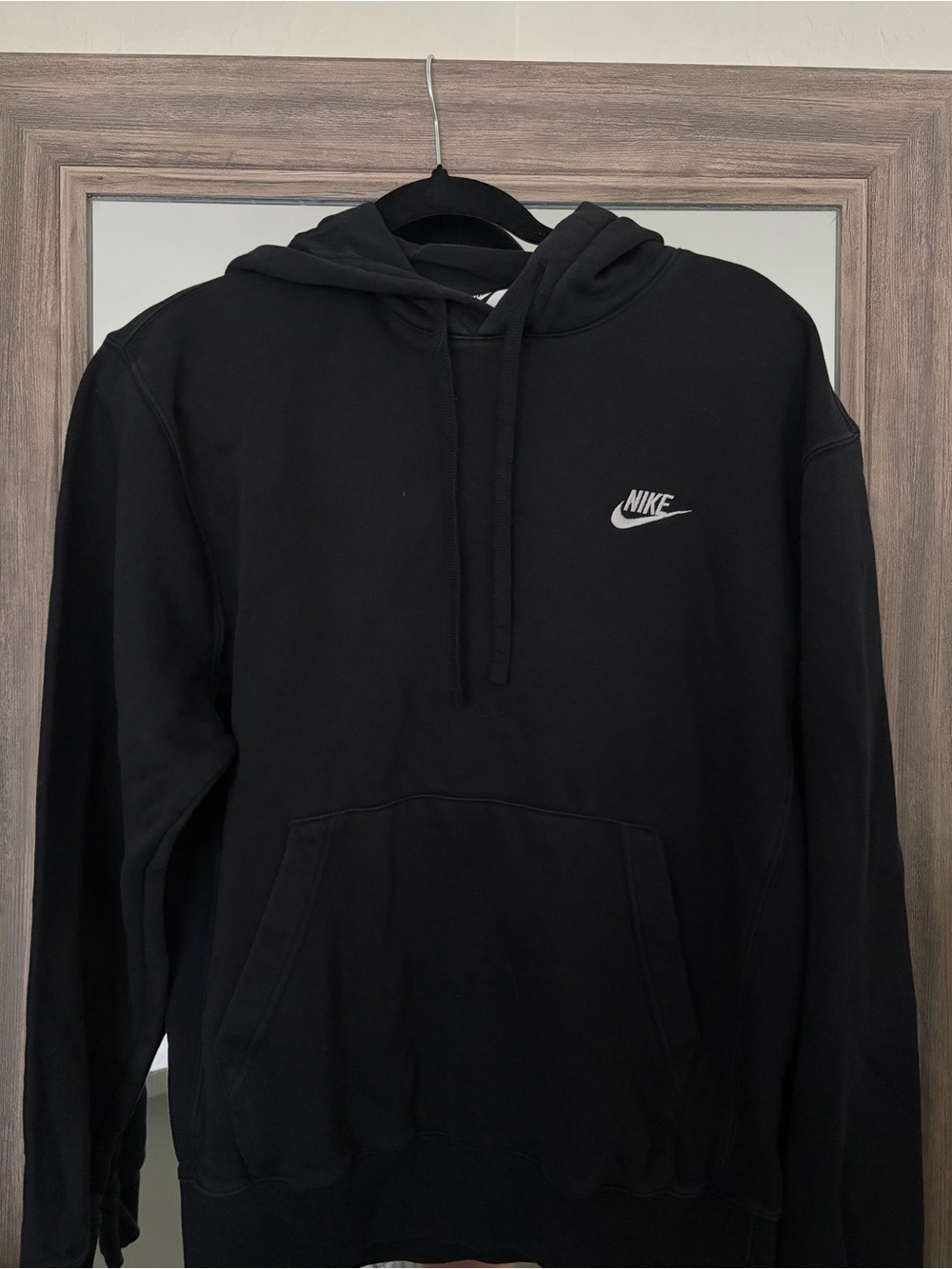 Nike Black Pullover Hoodie with Small White Swoosh